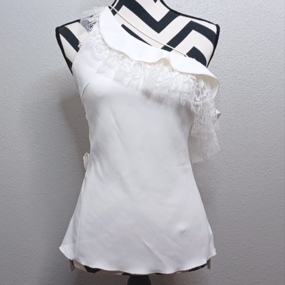 NWT Adam Lippes Strappy Ruffled Lace Trim Top - Picture 6 of 14